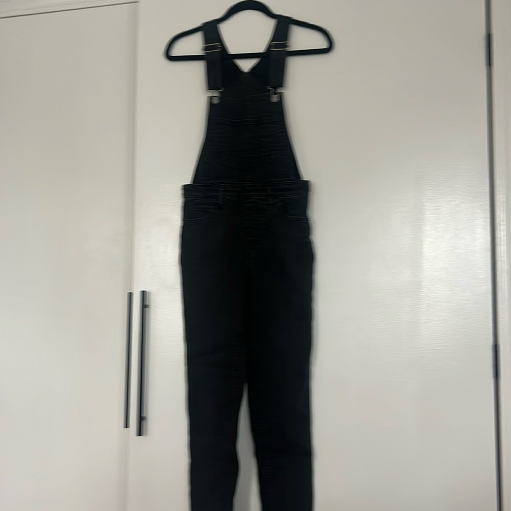 Levi's Black Distressed Denim Skinny Overalls Size 26